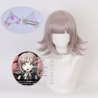 Super danganronpa ช่วย Chiaki คอสเพลย์เครื่องแต่งกาย Dangan Ronpa ผมสังเคราะห์ทนความร้อนผู้หญิง wigs hairpin.headdress