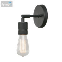 Permo Minimalist Single Socket 1- Light Wall Industrial Wall Sconce โคมไฟติดผนังโลหะวินเทจ