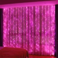 【 Party Store 】ม่านไฟประดับม่านไฟ Led สีชมพูการตกแต่งคริสต์มาสสีชมพู-ปีใหม่-Aliexpress