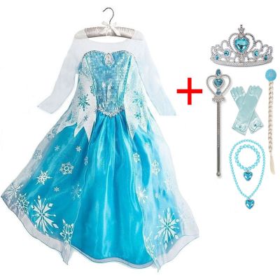 〖jeansame dress〗3 10ปี GirlsDress SnowElsa Costumessespartychildren CosplayUp