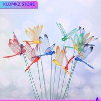 KLOMKZ 5/10PCS หัตถกรรม ตกแต่งสวน ลาน แมลงปอประดิษฐ์ ผีเสื้อจำลอง แท่งบาง ด้วย Stem