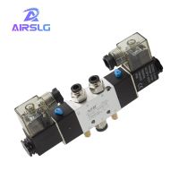 4V120-06 4V420-15 4V320-10 Air Pneumatic Solenoid Valve 5 way 2 Position 1/4 Aluminum Alloy Internal DC12V DC24V AC110V AC220V