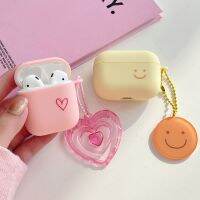 for AirPods Pro 2 Case Pink Heart Smile With Keychain Soft Silicone Fashion Lovers for Apple AirPods 3 Pro Yellow Cartoon Cover Headphones Accessories