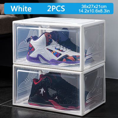 2pcs AJ shoe box Hardened plastic high-top basketball shoes box dust-proof storage box transparent heightened Sneakers box