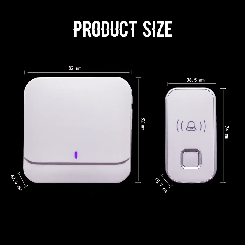 UK Malaysia Plug Waterproof Wireless Doorbell Smart Home Door Bell