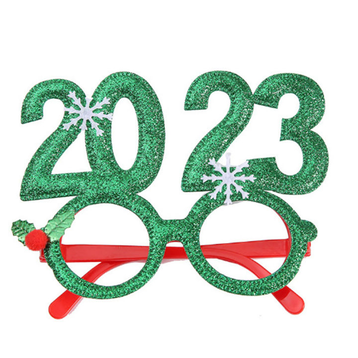 2023แว่นตาปาร์ตี้คริสต์มาสกรอบแว่นตาสำหรับของตกแต่งงานปาร์ตี้วันหยุดสีเงิน-สีทอง-สีเขียว-สีแดงของตกแต่งปีใหม่