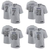 NFL Dallas Cowboys Jersey Elliott Diggs Lamb Prescott Tshirt Gray Atmosphe Sports Tee Plus Size
