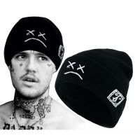 【YD】 LilPeep embroidered knitted hat sad face expression funny men women beanie