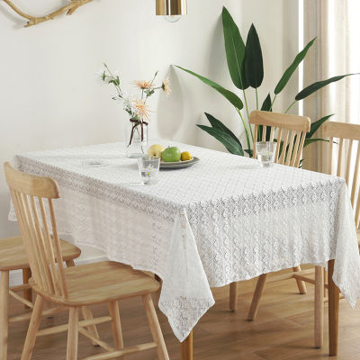 ผ้าปูโต๊ะขนาด150X300cm แบบลูกไม้สีขาวล้วนแบบเรียบง่ายโต๊ะทานอาหารขนาด4/6/8ที่นั่งโต๊ะกาแฟชุดทีวีที่คลุมเครื่องใช้ใช้ในครัวเรือนการตกแต่งฉากงานแต่งงานงานเลี้ยงผ้าพื้นหลังโต๊ะผ้าคลุมเปียโน