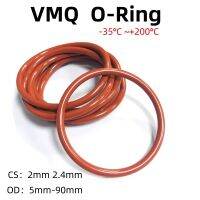 10/50 Buah VMQ Food Grade Silikon Merah O-ring Ketebalan OD5mm-90mm CS2mm 2.4Mm Ring Washer Gasket Tahan Air dan Tahan Panas