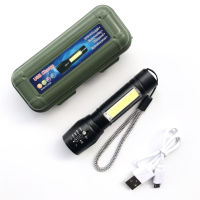 Built In Battery Q5 Portable Mini Led Flashlight Zoom Torch COB Lamp 2000 Lumens Adjustable Penlight Waterproof For Outdoor