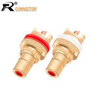 2Pcs/1Pair Luxury Gold plated RCA Jack Connector Panel Mount Chassis Audio Socket Plug Bulkhead with NUT Solder CUP 3Colors