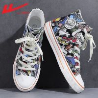 Pull back mens shoes high-top canvas shoes mens 2023 summer new breathable casual sneakers mens fashion hand-painted cloth shoes