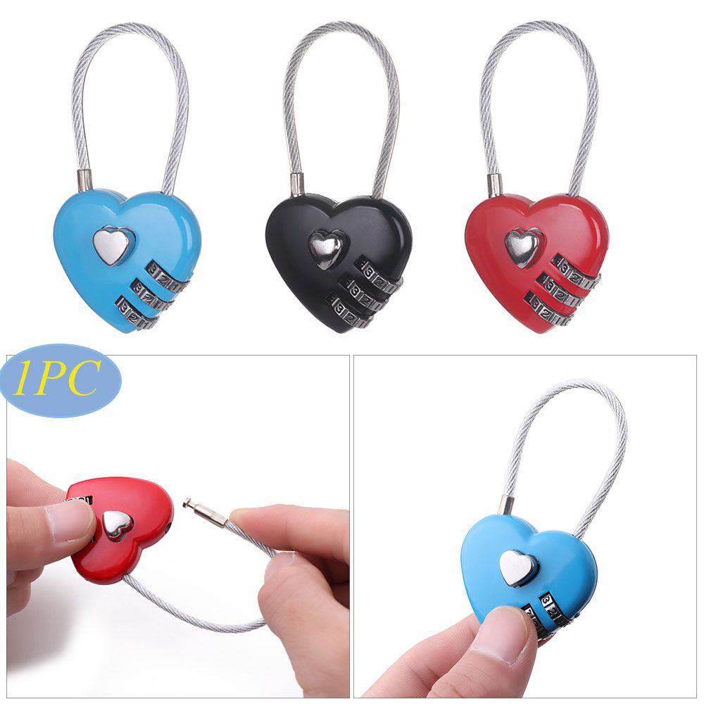 Locker Case Supply Heart Shaped Lock Security Tool Padlock 3 Digit Password 