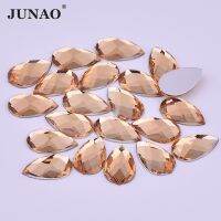 JUNAO 100pcs 18x25mm Big Color Drop Rhinestones Glue Flatback Large Stone