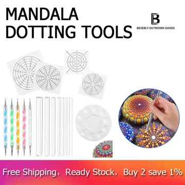 Mandala Dotting Stencil Tools Rock Painting Kit Ball Stylus Dotting Tools  Inclu