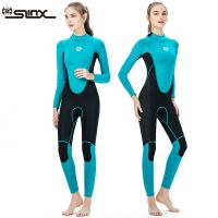 [COD] Shuishang one-piece surfing suit women 3mm slim sunscreen warm long-sleeved snorkeling womens wetsuit set