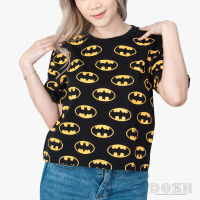 DOSH WOMENS CROPPED T-SHIRTS BATMAN เสื้อยืดทรงครอปหลวม ผู้หญิงFBWT1128-BL