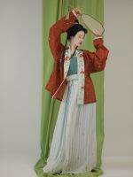 【CW】 Pupil collar front lapel full gown moon yarn airplane sleeve blouse suspender  Hanfu Song