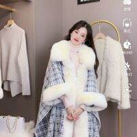 ZJZLL ยุโรปใหม่แฟชั่น Faux Mink กำมะหยี่ Shawl Poncho Cape ฤดูหนาว Warm Fur Collar ถักขนาดใหญ่เสื้อขนสัตว์สำหรับผู้หญิง