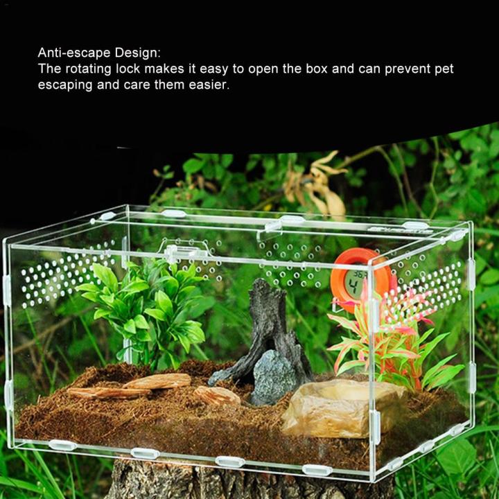 กล่องสัตว์เลื้อยคลานอะคริลิคสำหรับแมงมุมเต่า-lizard-breeding-แมลงกล่อง-vents-เลื่อนสัตว์เลี้ยงขนาดเล็ก-terrarium-vivarium-breeding