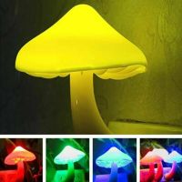 Mushroom Shape LED Night Lights Sensor Dusk To Dawn Bedroom Decor Wall Lamps For Kids Childrens Room Bedside Lamp US/EU Plug