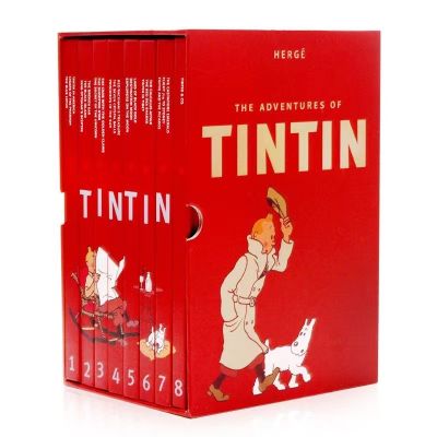 หนังสือ The Adventures of Tintin ชุดหนังสือปกแข็งภาษาอังกฤษ 8 เล่ม หนังสือของขวัญสำหรับเด็ก
