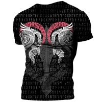 Vintage T-Shirts Mens 3D Printing Viking Tee for Summer Casual Loose T Shirts Clothing O-Neck Hot Top Hip Hop Street Sweatshirt