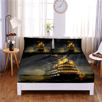 Navigation Digital Printed 3pc Polyester Fitted Sheet Mattress Cover Four Corners with Elastic Band Bed Sheet Pillowcases