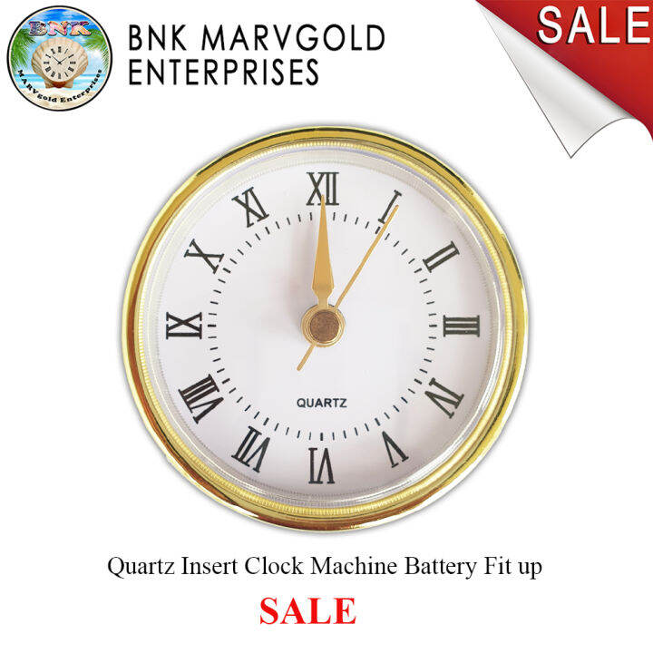 Quartz Clock machine Fitup insert Clock, Clock Mechanism Round Gold