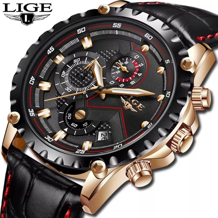 LIGE Watch for Men Stylish with Auto Date Luminous Pointer 3 ATM Waterproof  Analog Quartz Watches with Mini Round Dial Fashion Business Chronograph