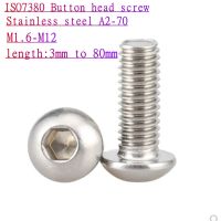 5-100pcs ISO7380 304 allen head screw m1.6 M2 M2.5 M3 M4 M5 M6 M8 304 stainless steel A2-70 Hex Socket Button Head Screw bolts