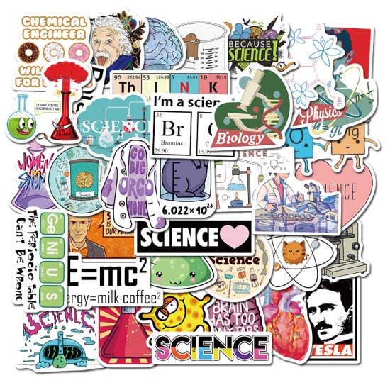 50pcs cartoon chemistry lab sticker waterproof sticker skateboarding - ảnh sản phẩm 1