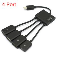 ↂ♚₪ 4 in 1 Micro USB Host OTG Charge Hub Cord Adapter Splitter for Android Smartphones Tablet Black Cable