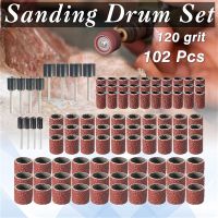 【สหรัฐอเมริกา Stock 】102Pcs 120 Grit Sanding Drum 1/2 3/8 1/4นิ้ว Sanding Mandrels Fit Dremel เครื่องมือโรตารี่