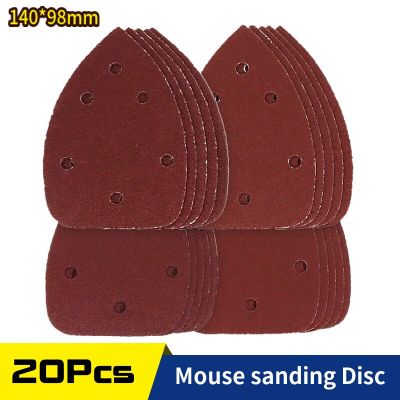 140*98*mm 6Hole Sanding Sheets Triangle Red Sandpaper Hook &amp; Loop 40 -1000 Grits Abrasive Sanding Disc For Wood Sanding(20 Pcs) Cleaning Tools