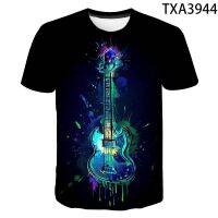 2023 In stock  New Summer Guitar 3D T-shirt  Casual Short-sleeved Men and Women Printed T-shirt Tops，Contact the seller to personalize the name and logo