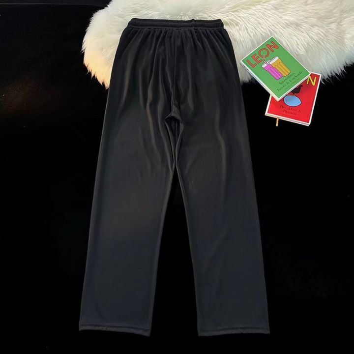 กางเกงเอวยางยืดผู้ชายเอวสูง-gma569-สไตล์เกาหลี-ทรงกระบอกสวยขายาว-สี-ขาว-ดำ-เทา-เชือกปรับระดับได้