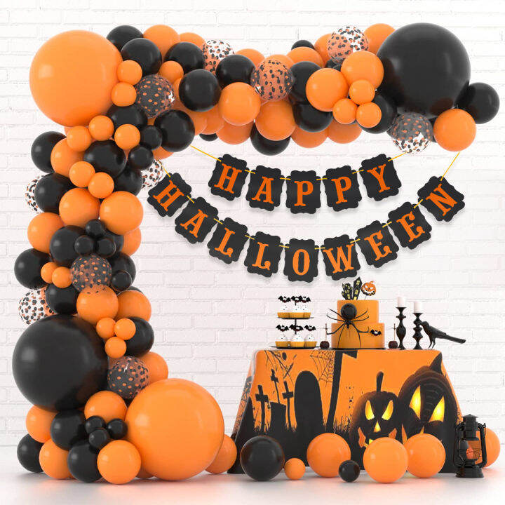 Halloween Balloons Garland Arch Kit With Happy Halloween Banner 10 ...