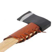 2021Tourbon Hunting Axe Collar Handle Guard Sheath Genuine Leather Hatchet Carrier Ax Head Cover Pouch Holster Brown(Not include Ax)