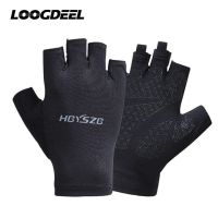 ✎∋❁ Loogdeel Summer Breathable Half Finger Fishing Gloves Sports Gloves Silicone Anti-Slip Men Women Cycling Male Fitness Glove