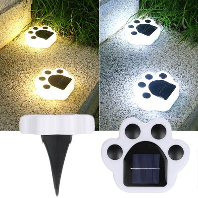 LED Solar Ground Plug Light Lawn Lamp Creative Bear Paw Shape Waterproof Courtyard Park Garden Staircase Decorative Lighting Power Points  Switches Sa