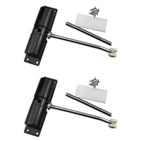 2X Door Closer Household Black Belt Wheel Adjustable Automatic Door Closing Light Zinc Alloy Spring Door Closer