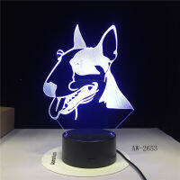 Creative Kids Baby Gift 3D Illuison Dog Lamp Bull Terrier LED Night Light Creative Decorative Table Lamp Drop Ship AW-2653