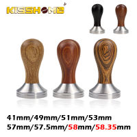 20214149mm51mm53mm57mm57.5mm58mm58.35mm Wooden Handle Coffee Tamper Powder Hammer Stainless Steel Barista Espresso Accessory