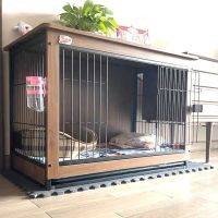 [COD] supplies wooden dog cage indoor villa and medium-sized cat house steel kennel fence