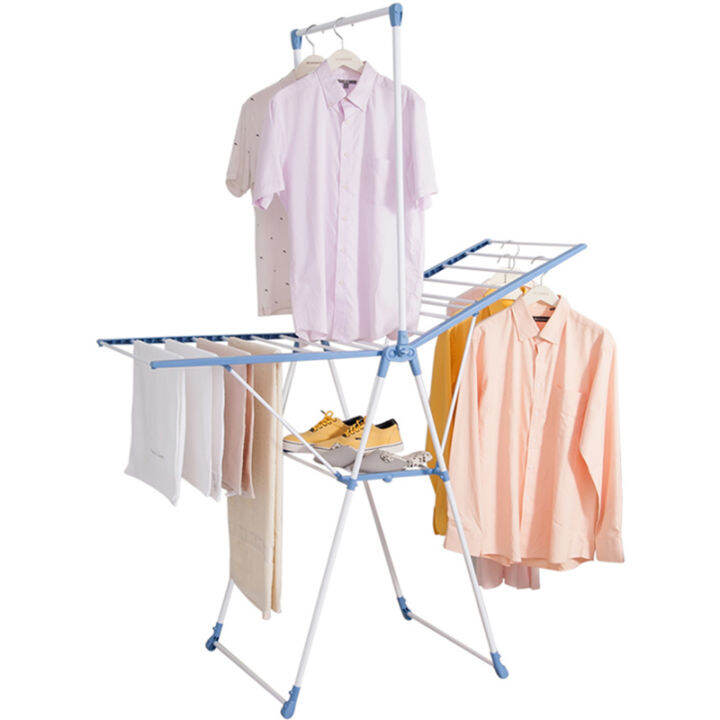 Baoyouni clotheshorse folding floor-standing balcony wing-shaped ...