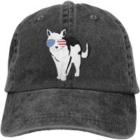 Cat 4Th Of July Unisex Adjustable Vintage Washed Denim Baseball Cap Usa