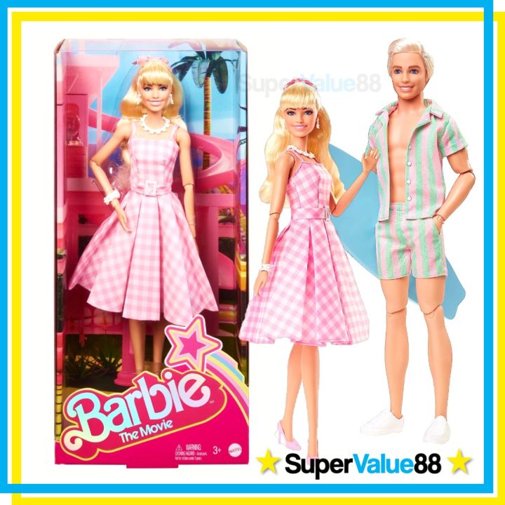 2023 Barbie Movie Dolls Barbie Gingham Dress Beach Surfer Ken 1724