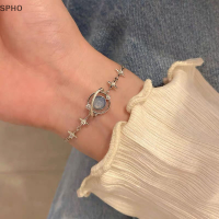 SPHO สร้อยข้อมือดาวเคราะห์แฟชั่นหวานสำหรับผู้หญิงเสน่ห์ไฟหรูหราสีฟ้ามูนสโตนคริสตัลสร้อยข้อมือดาวเครื่องประดับสำหรับผู้หญิงของขวัญที่สวยงาม